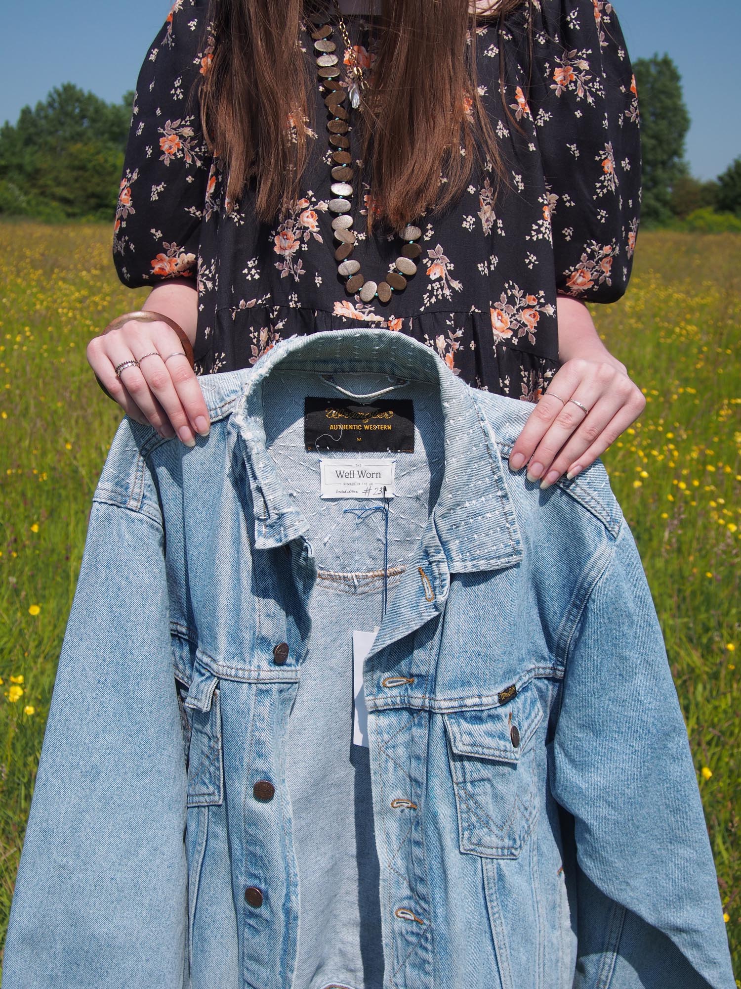 Upcycled Denim Jacket With Patches / Reworked Vintage Oversize