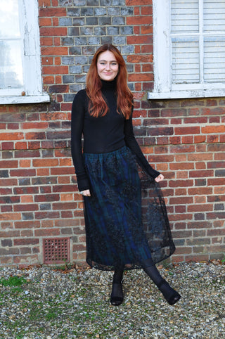 women wearing lace party skirt