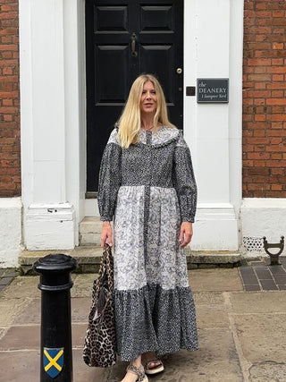 women black and white midi dress