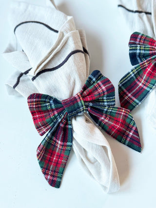 Christmas Tartan Bow - set 4 Napkin Rings