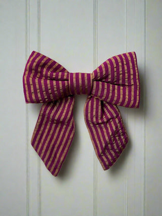 burgundy stripe bow