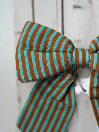 turquoise stripe bow