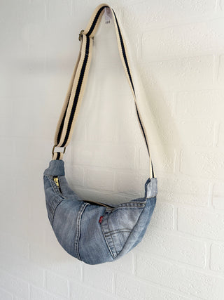 recycled cross body denim bag