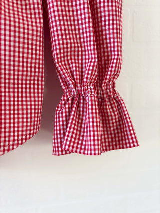 cuff detail gingham blouse