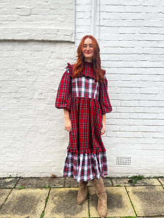 Pre-Christmas Delivery- Mixed Tartan Rosalie Dress