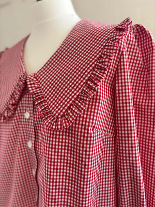 red gingham blouse collar detail