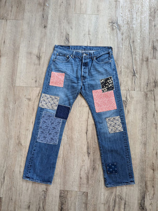 patched denims floor