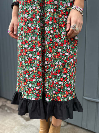 women wearing floral dress print detail