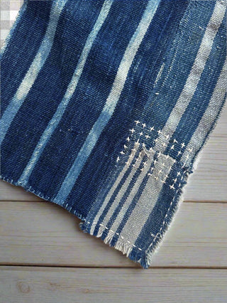 indigo scarf on table