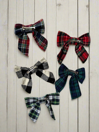 Small Tartan Bow Clips