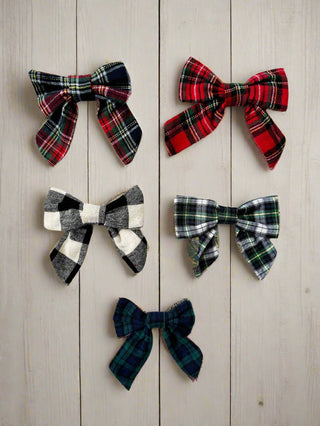 Small Tartan Bow Clips