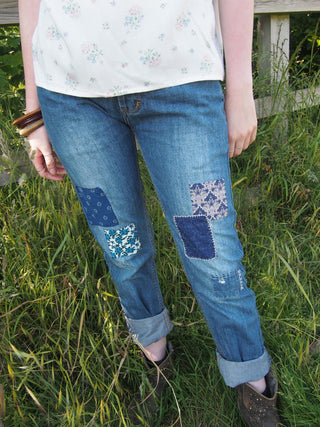 patched denim jeans