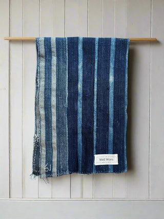 stripe indigo scarf on wall