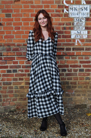 women wearing gingham check dress