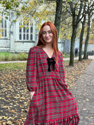 women wearing tartan dress detail