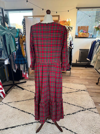 back red tartan dress on mannequin