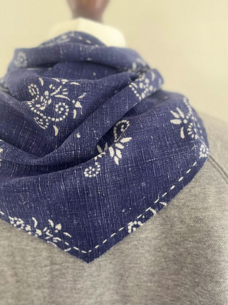 triangle indigo scarf on mannequin
