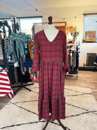 red tartan dress on mannequin