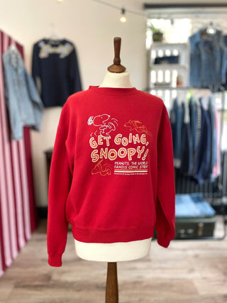 red graphic sweatshirt on mannequin